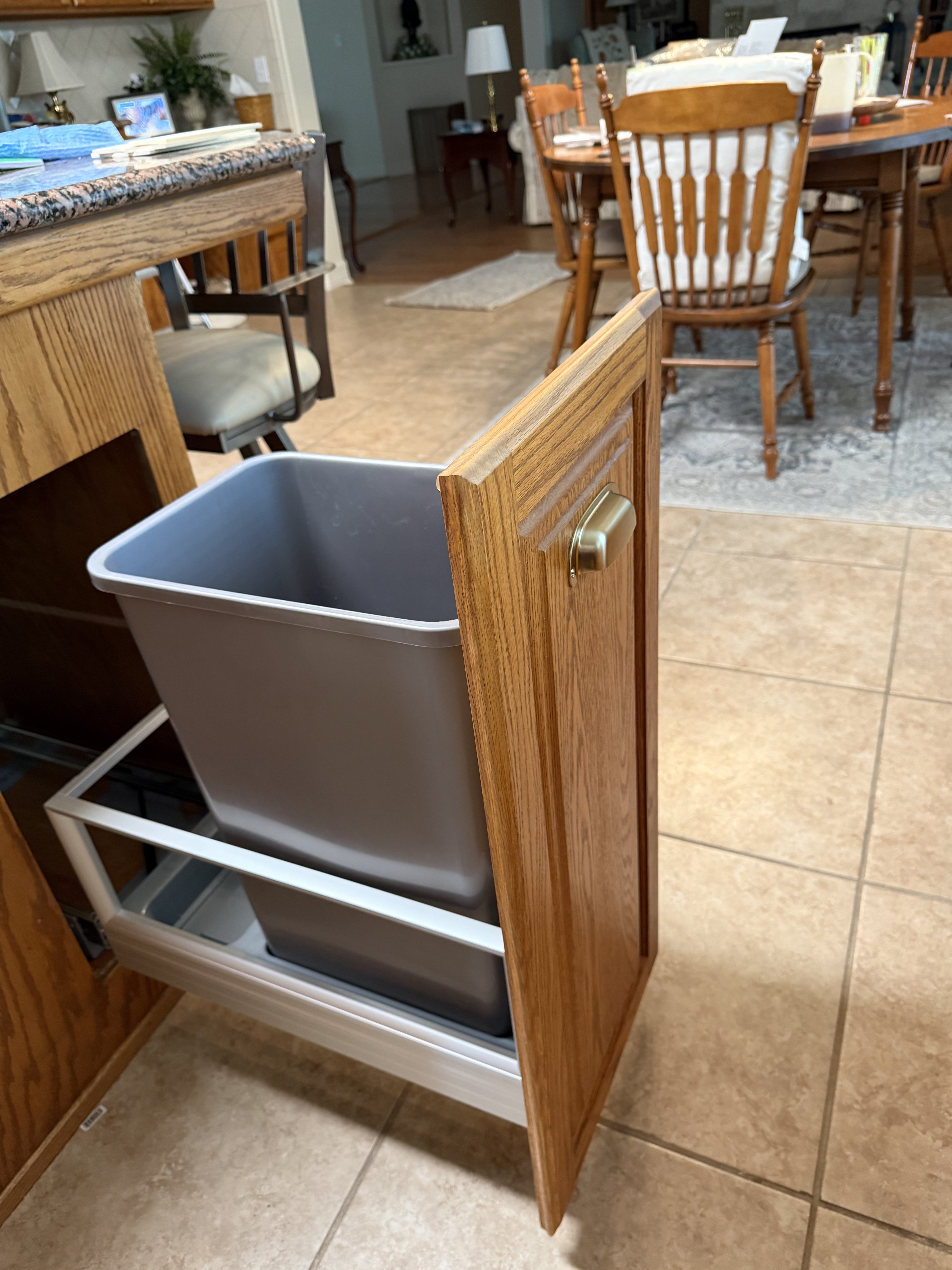 Pull-out trash system installed